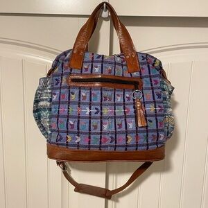Nena & Co. OOAK The Perfect Bag crossbody tote blue with arrows handmade